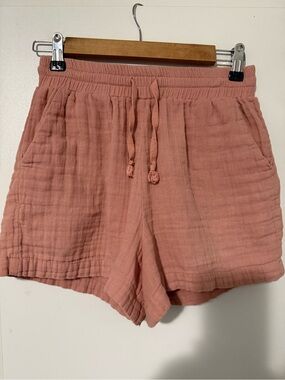 128. Elan Dusty Rose Cotton Gauze Drawstring Shorts Women’s
